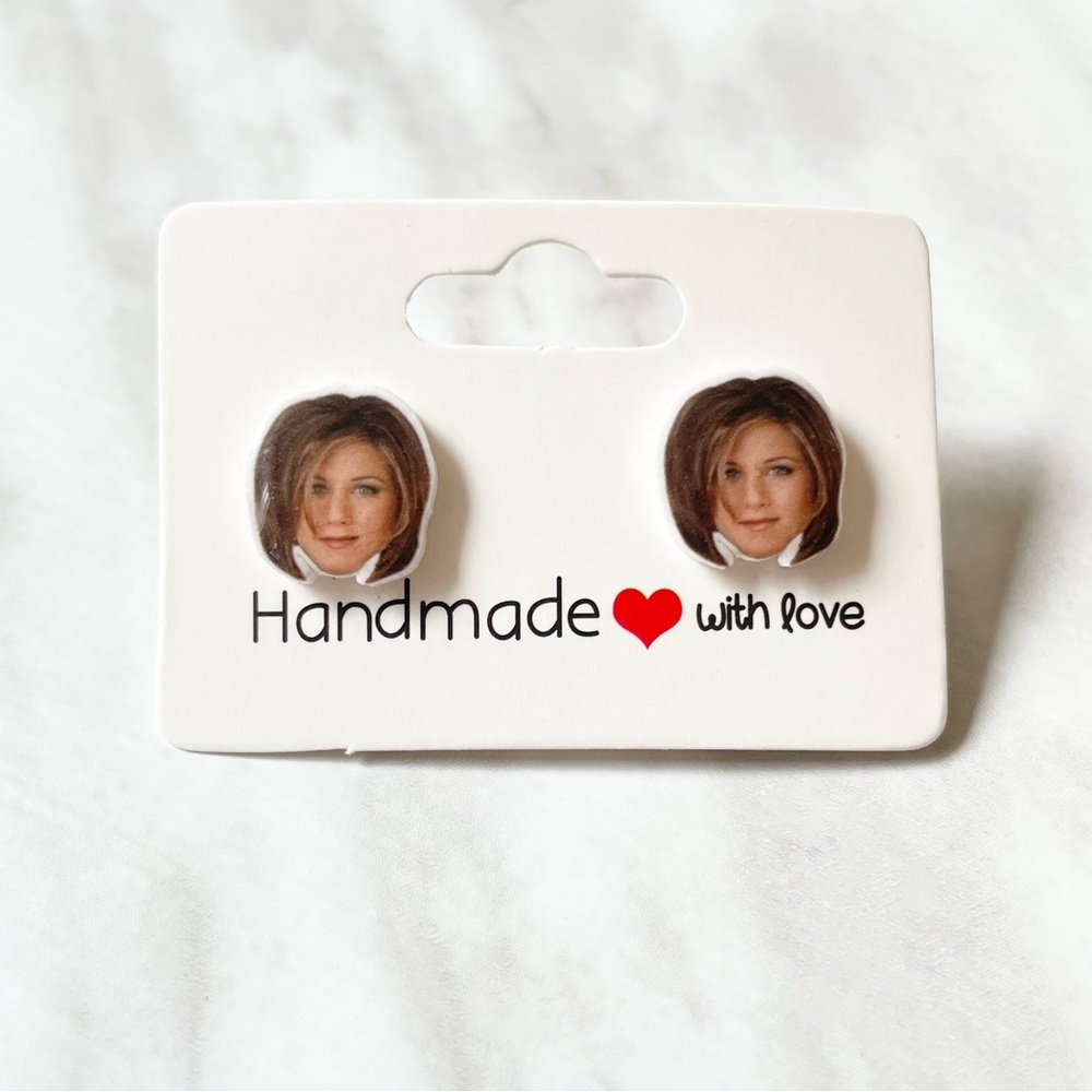 🎉 New Handmade Friends Rachel Green face earrings set